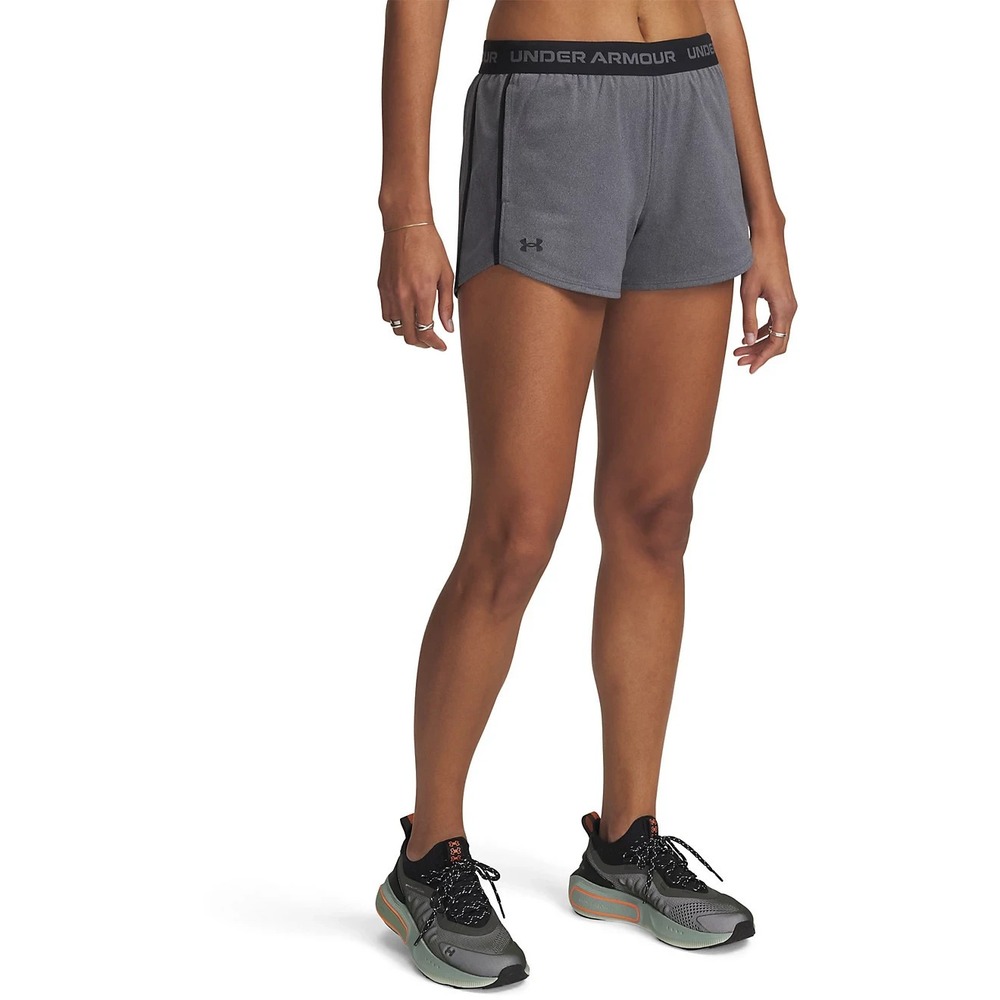 NWT Under Armour Women's Tech Play Up 3" Shorts Size L Gray/Black
